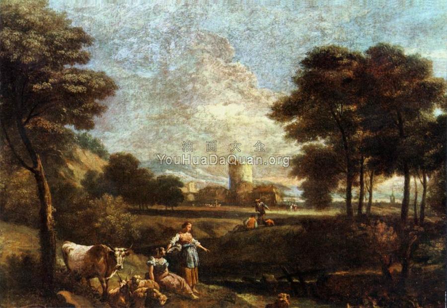 Landscape with Shepherds and Fishermen - 朱塞佩·蔡斯